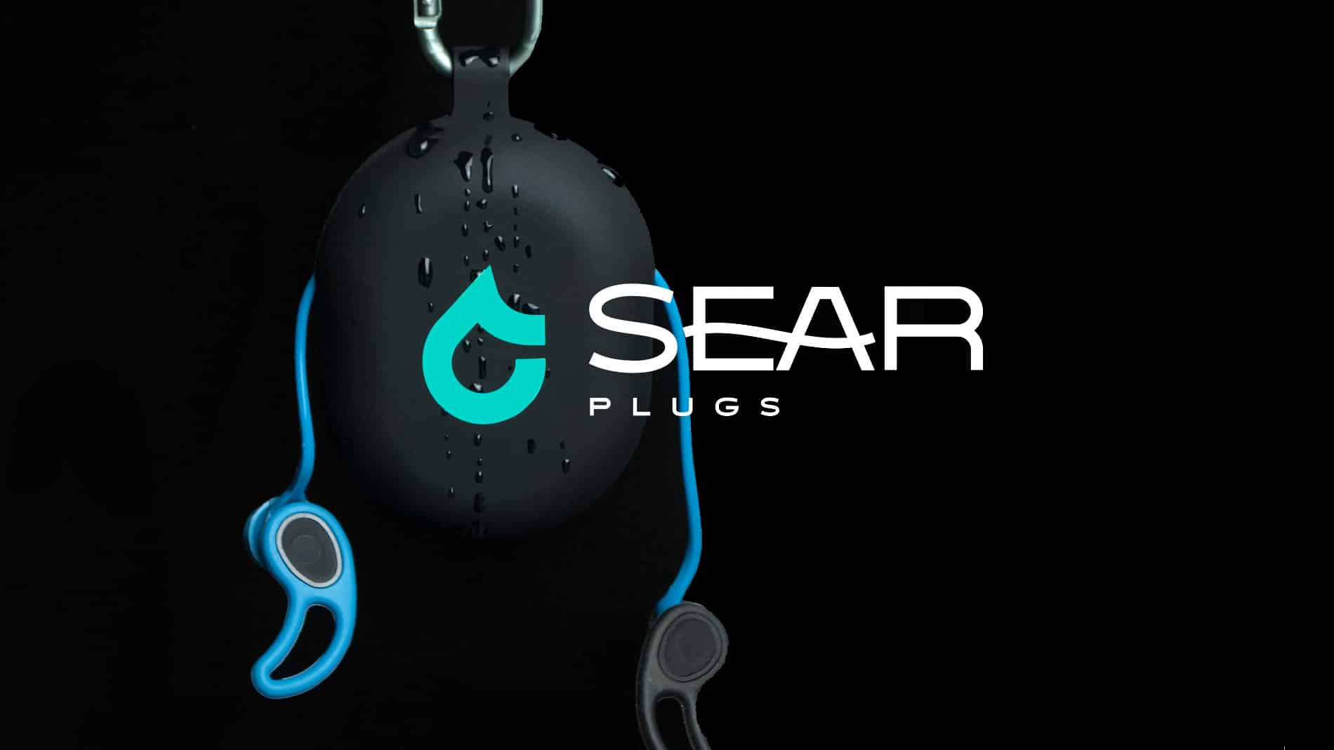 Sear Earplugs a blue earbuds and a black case